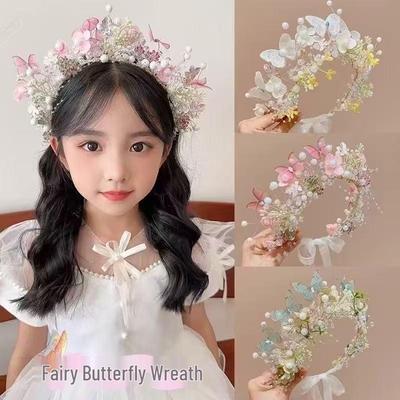 Girls' Floral Pearl Butterfly Headband - Sweet and Fresh Style