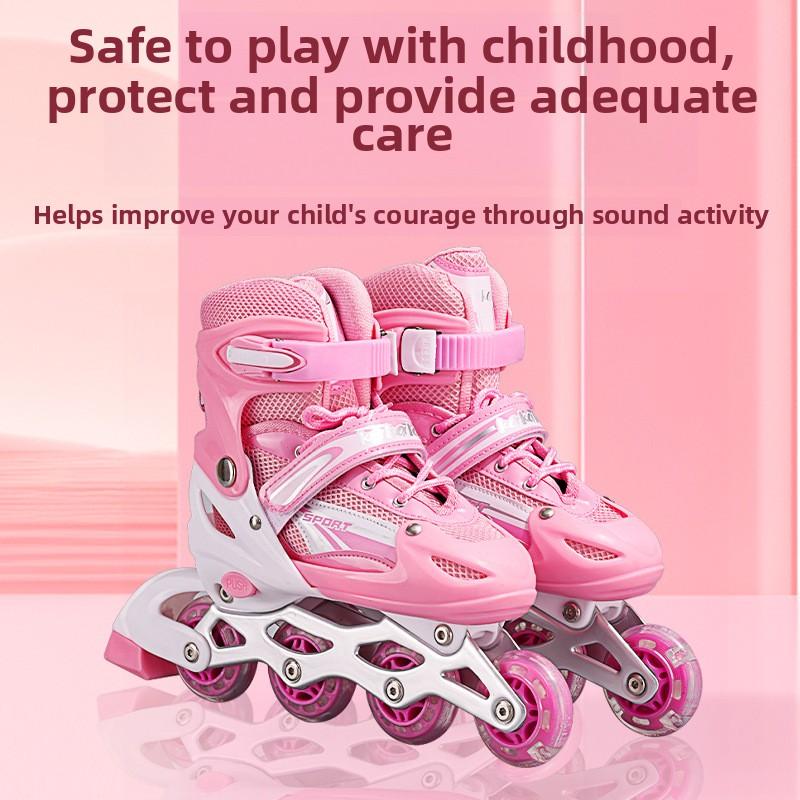 Dziecięcy Profesjonalny Pełny Zestaw Rolek, Rolki dla Początkujących Męskie i Damskie, Rolki dla Dorosłych z Pojedynczym Błyskiem
