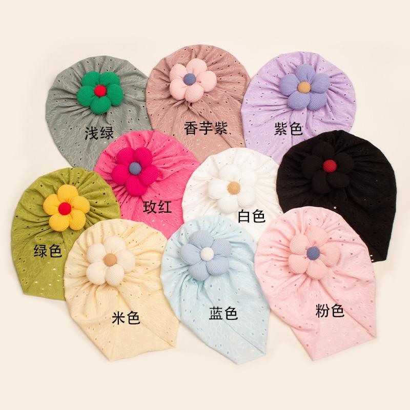 Autumn new children's hole pattern hat, baby breathable flower pullover hat, baby hat