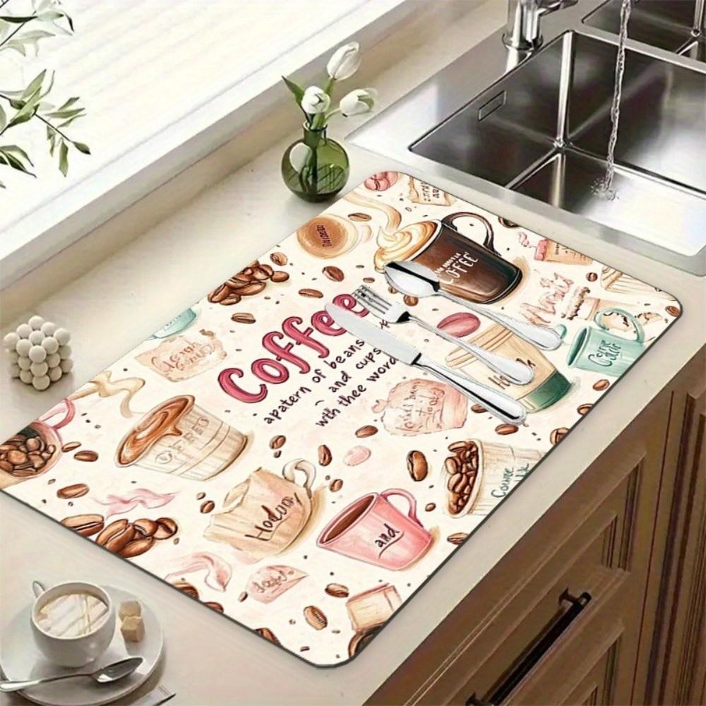 Waterproof Coffee Machine Mat Quick Dry Dish Drying Mats Placemat Kitchen Coffee Table Counters