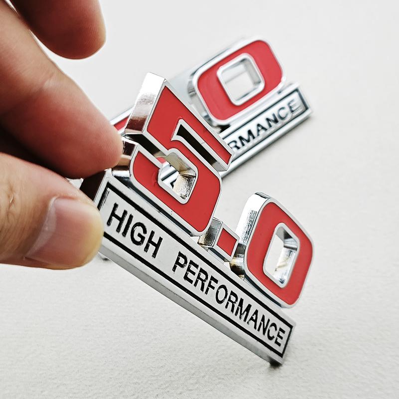 3D Metal Red Chrome 5.0 High Performance 3.7 Logo Car Rear Trunk Stickers Front S8Grille Badge Emblem For Ford Mustang Accessories