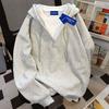Versatile simple hooded sweater women's autumn and winter fake two-piece campus style splicing loose top