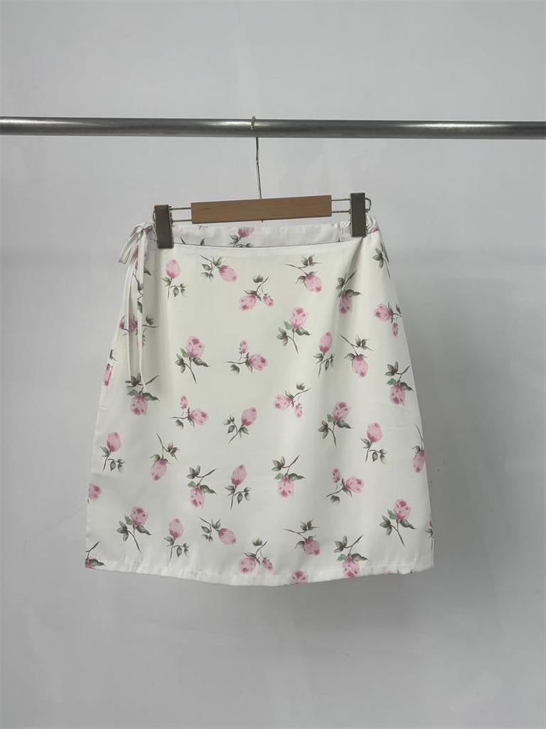 2026 Spring Lace-Up Pleated Polka Dot Skirt with Elastic Waist - Women's Korean Style