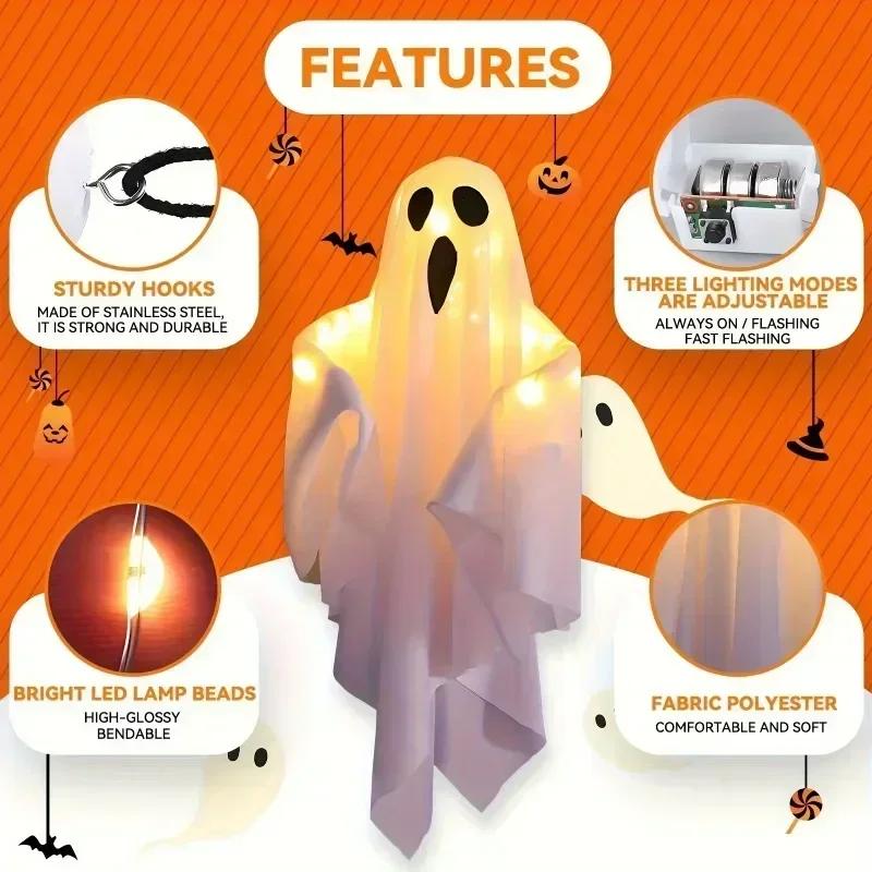 LED Flying Ghosts Halloween Hanging Decorations for Indoor & Outdoor Glow In The Dark for Front Yard Porch Tree Battery Operated