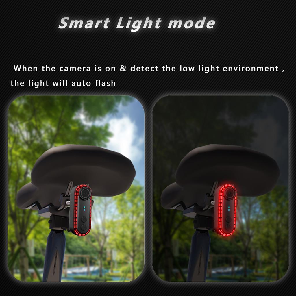 Rear Bike Light Camera Combo Bike Camera Taillight IPX6 Water Resistant 6 Lighting Modes 150 Degree Wide Angle for Outdoor Tool