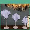 Fabric Halloween Witch Broom Decor Set Colorful Mesh Trick Or Treat Festivities