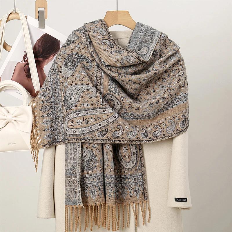 New Shawl Warm Winter Scarf Hijab Women Print Paisley Cashmere Pashmina Thick Wrap Head Neck Foulard Luxury  Blanket Echarpe