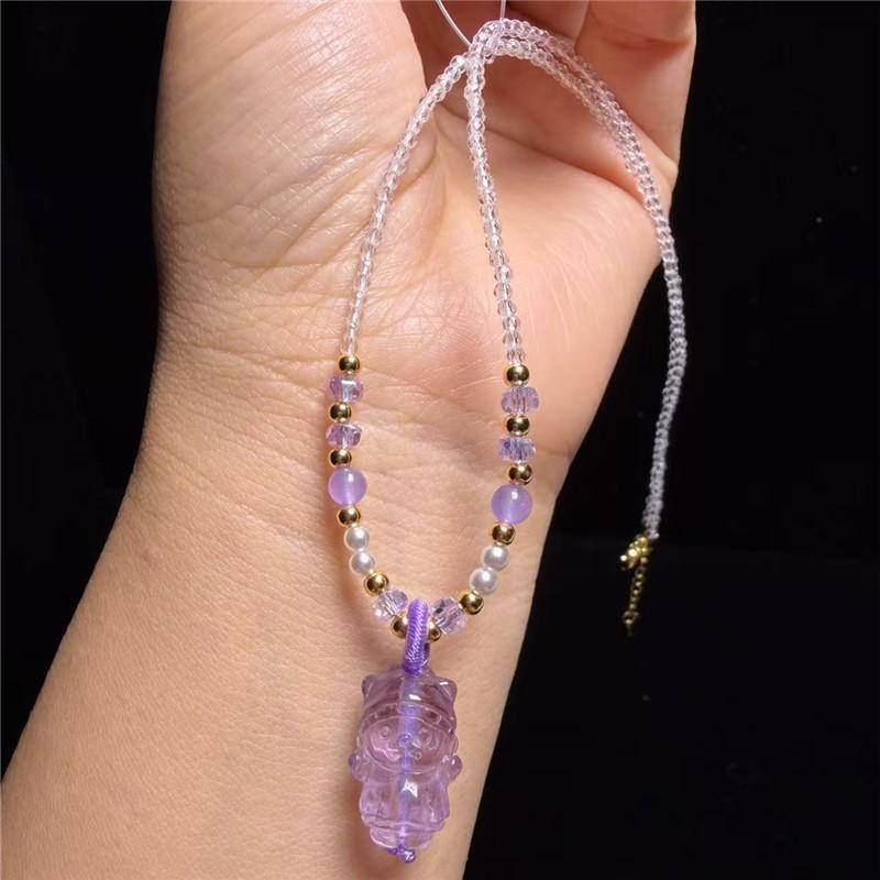 Natürliches Amethyst Liebes-Schlüsselbein-Kettchen, Modisches Leichter Luxus Halskette, Vielseitiges Neun Lila Feuer Amethyst Engel Baby