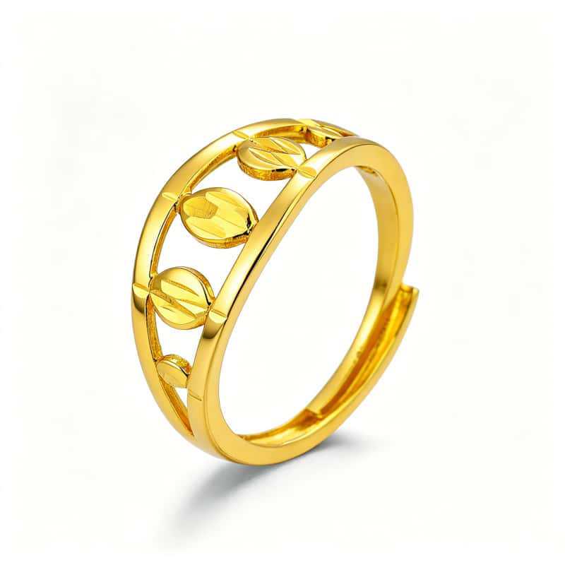 Elegant Fire-Baked Gold Ring: Uniform Sand-Gold Hue, Lightweight Luxury, Fashionable, Open Design, Perfect for Any Occasion