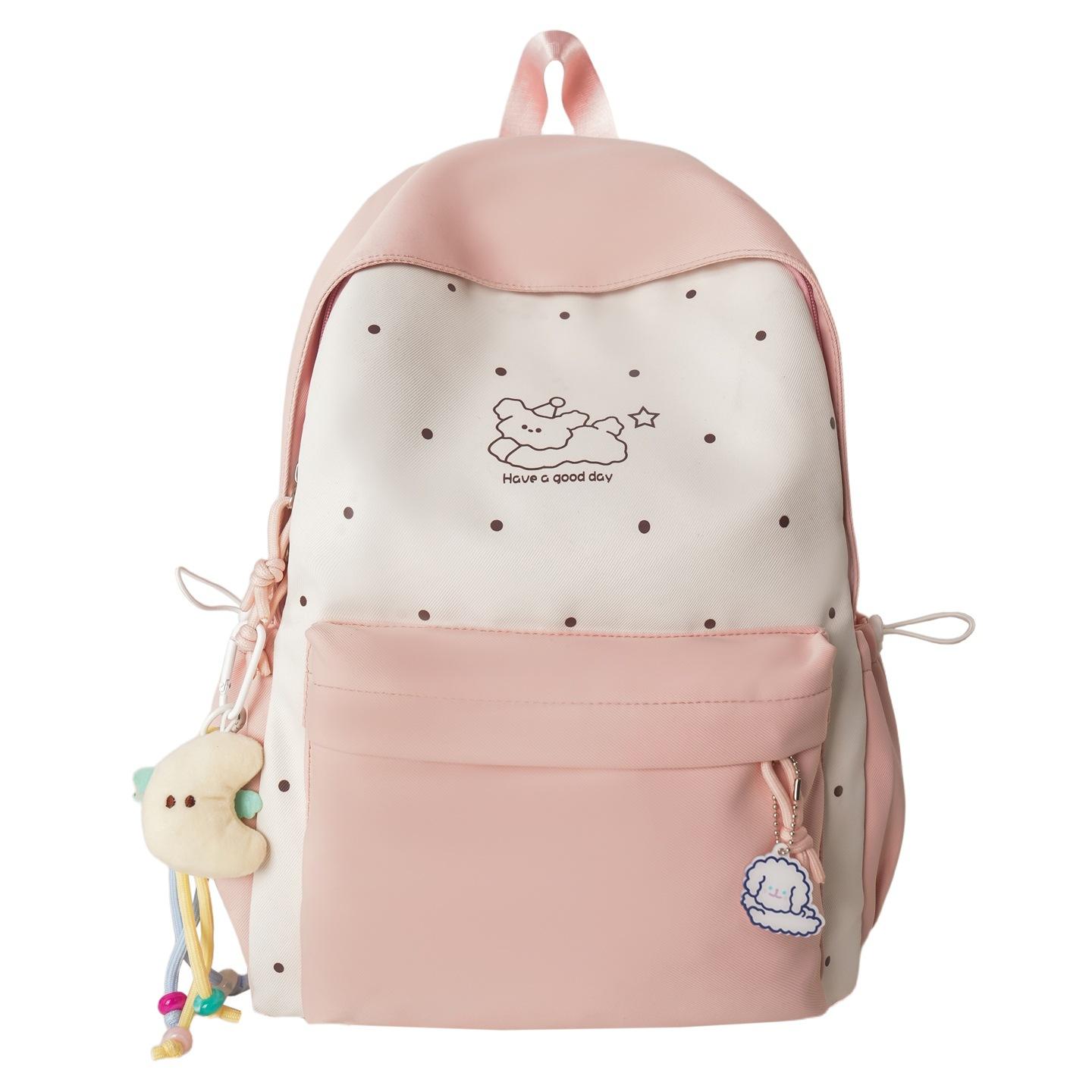 

Winter New High-Value Polka Dot Color-Block Lightweight Student Backpack for Girls and Boys розовый