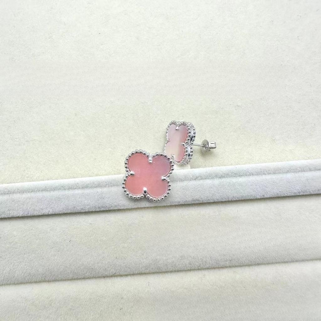 High-End Klassische Vierblattklee-Ohrringe für Damen, Roter Chalcedon High-End Damenohrringe