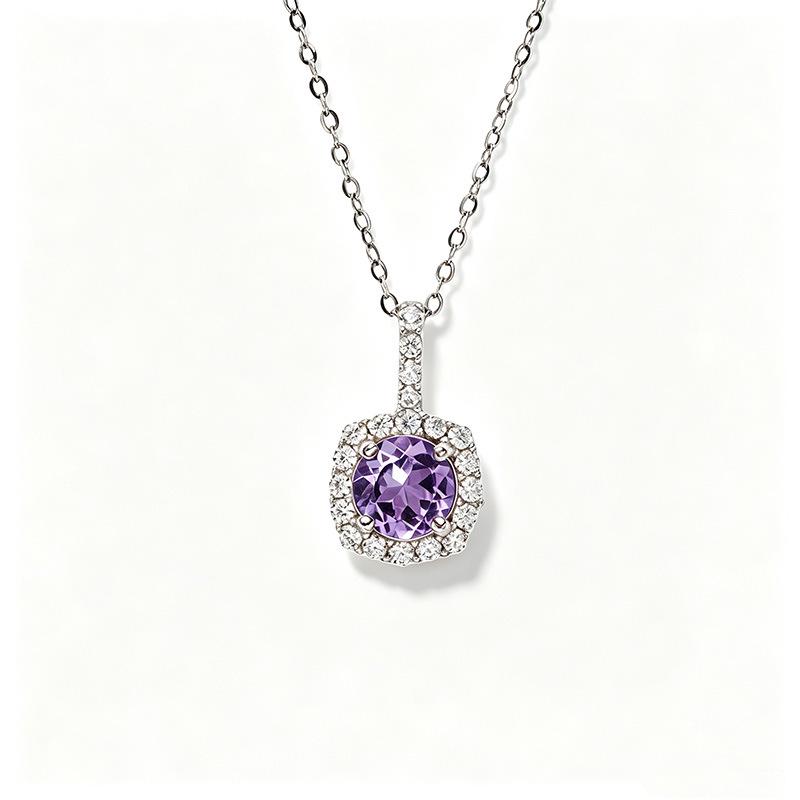 S925 Sterling Silver Zodiac Birthstone Necklace - Natural Gemstones, Light Luxury, Perfect Birthday Gift