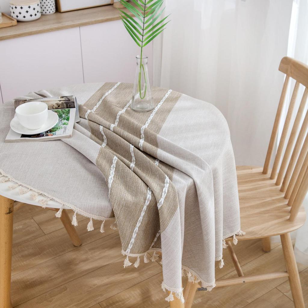 Japanese Cotton Linen Tablecloth - Fresh, Artistic, Round & Rectangular Options