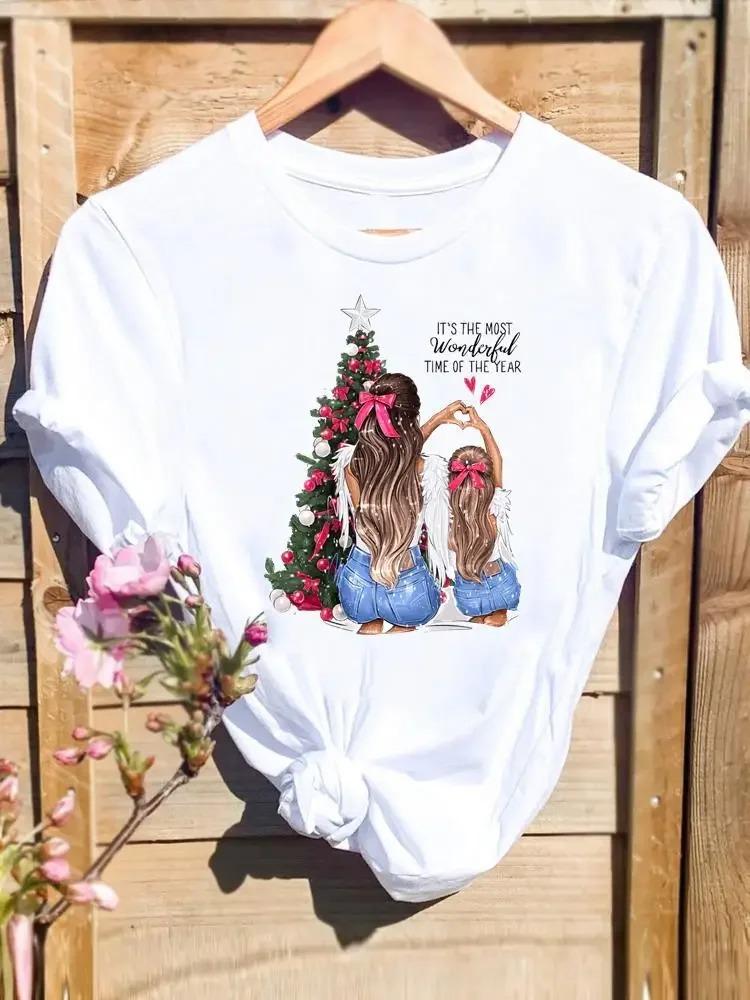 Christmas Cactus with Santa Hats and String Lights White TShirt with Colorful Flower Pot Details Unique Casual Top for Women