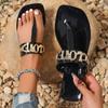 Fashion Fashionable Metal Flat Heel Sandals Women's Outdoor Summer Shoes Large Size Letter Combination British Style PVC Material