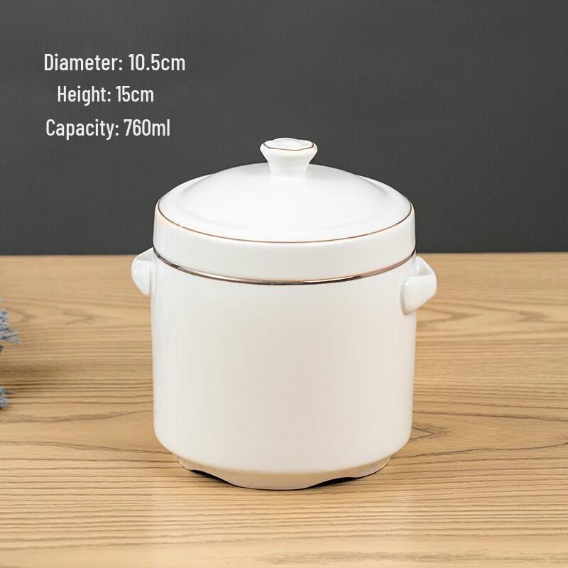 Chixing Pure White Ceramic Steaming Bowl with Lid