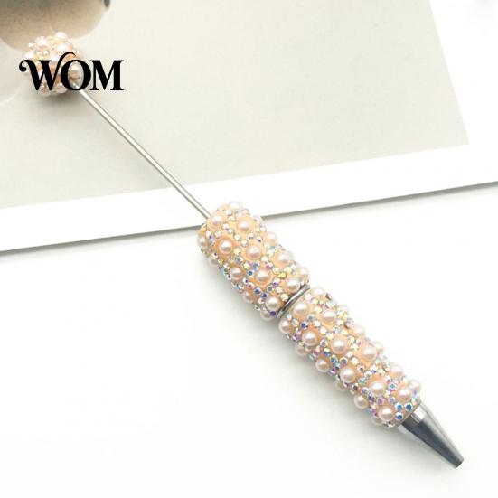 Creative DIY Pen Beadable Pen, Rhinestone Faux Pearl Ballpoint Fancy Glitter Personalized Gift for Crafting, Student Stationery Office Writing