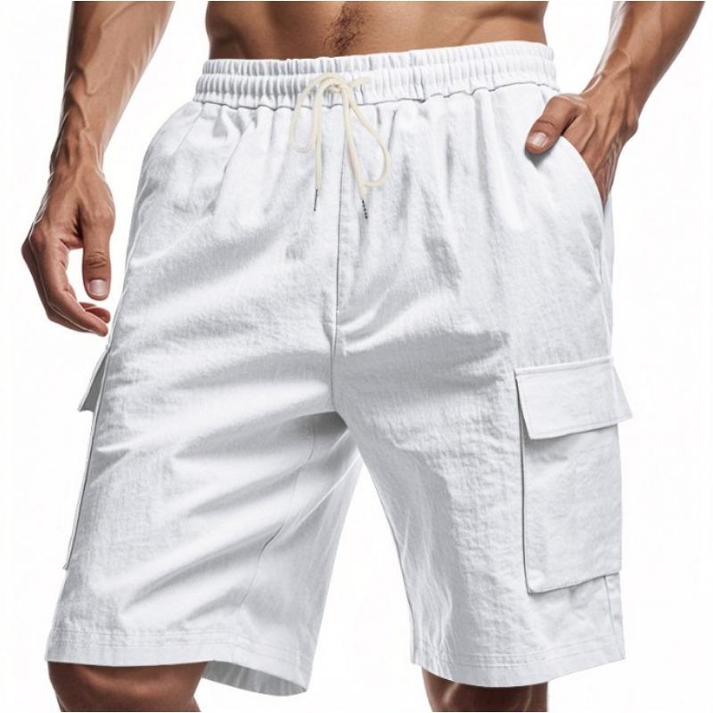 Mens Multi Pocket Drawstring Waist Cargo Casual Shorts