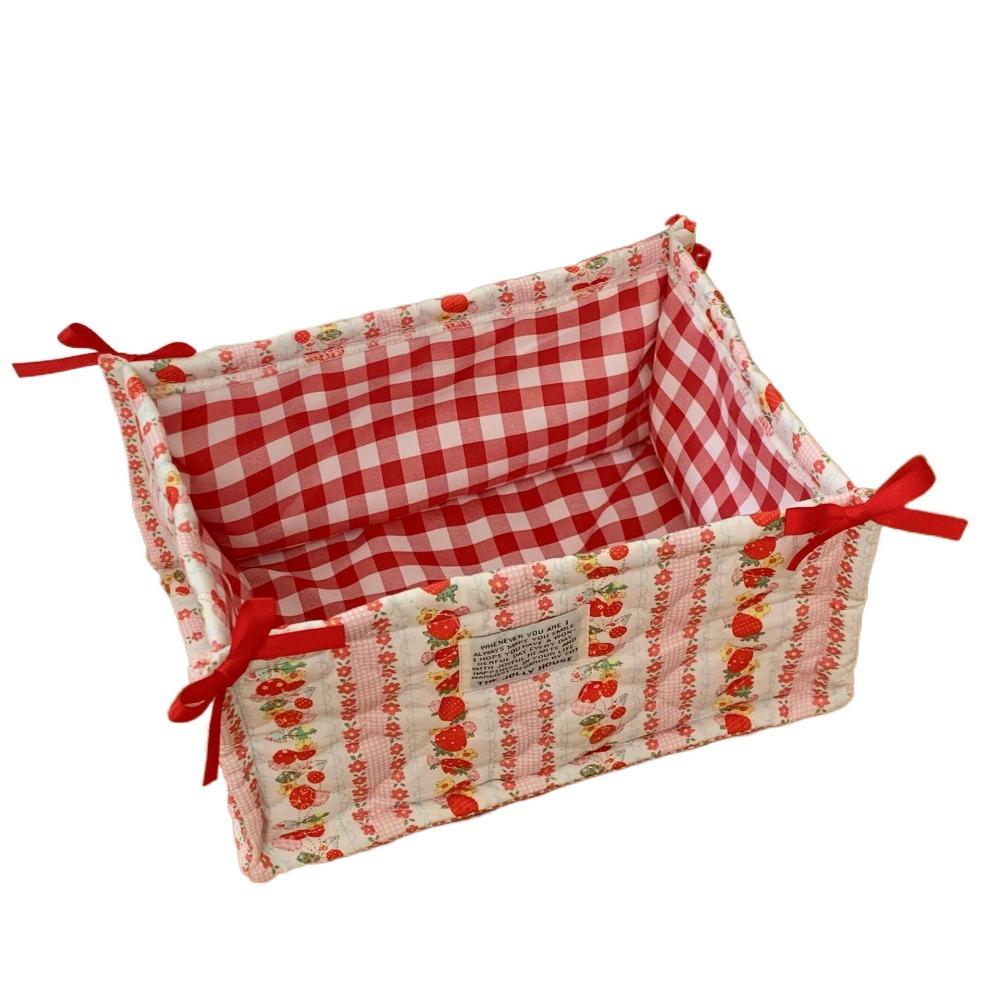 Ins Style Quilted Storage Basket Square Sundries Organizing Bag Cute Desktop Storage Basket  Snacks