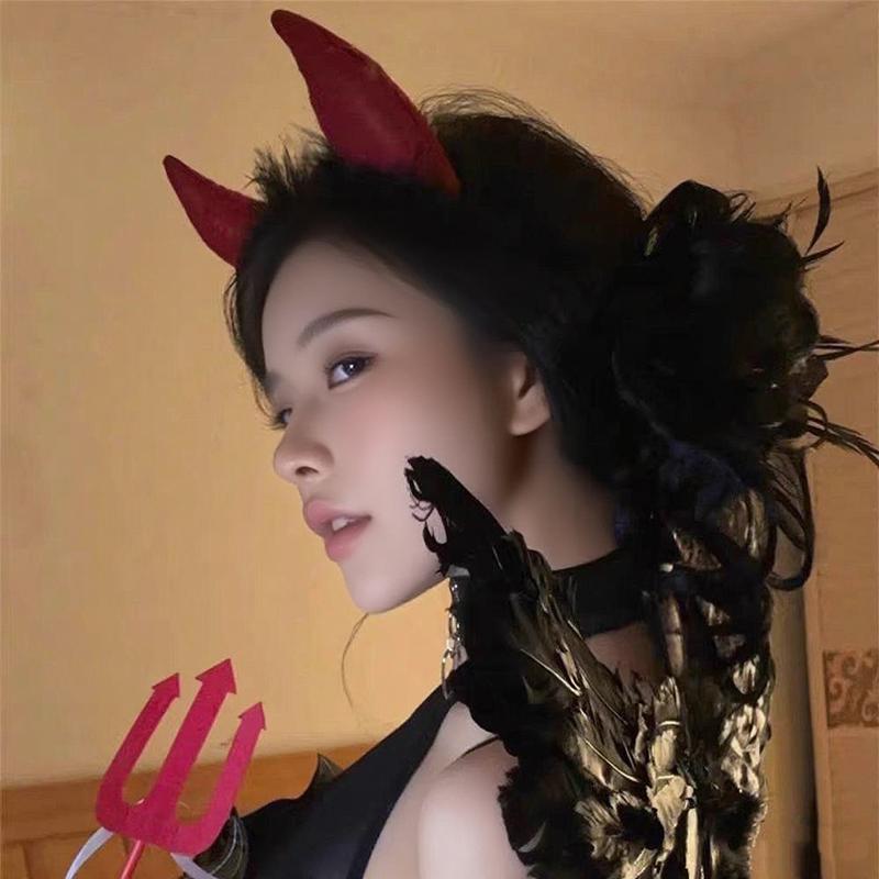 Devil Horn Headband Cartoon Cool Devil Cosplay Photo Props Hair Accessory