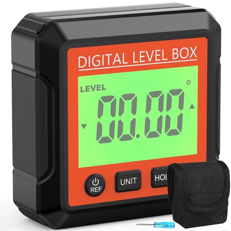 Digital Angle Finder Inclinometer Level Gauges High Accuracy 360 Measurement Magnetic Base ABS Construction for Home