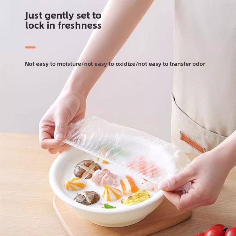 500pcs reusable thickened elastic food-grade plastic wrap, stretchable bowl covers, for kitchen fresh-keeping