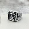 Vintage Stainless Steel Punk Style Solid Skull Grim Reaper Halloween Ring