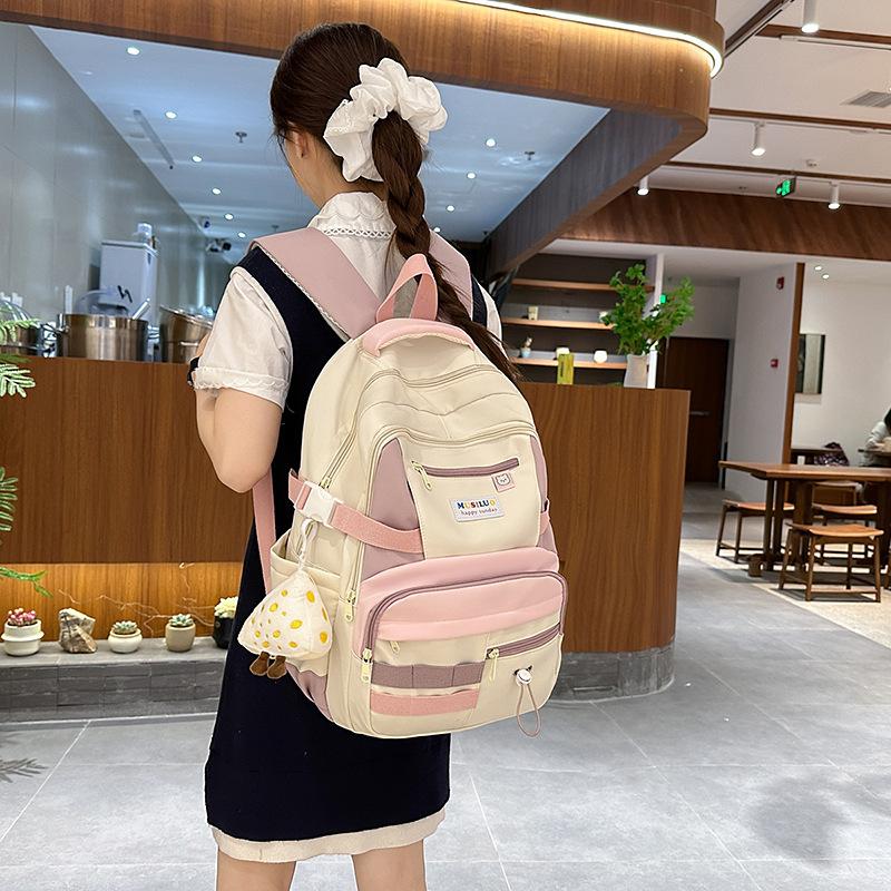 Schoolbag New Backpack, High Value, Large Capacity, Cute Schoolbag, Small Fresh and Sweet Wind Backpack, Junior High School Schoolbag