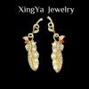 Electroplated Genuine Gold French Retro Style Exquisite Pea Pod Pearl Earrings