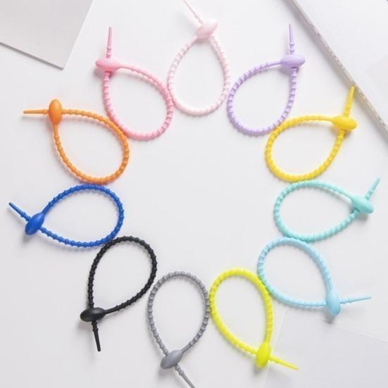 20Pcs Data Cable Organize Reusable Silicone Cable Tie Earphone Phone Charger Power Cord Bundling