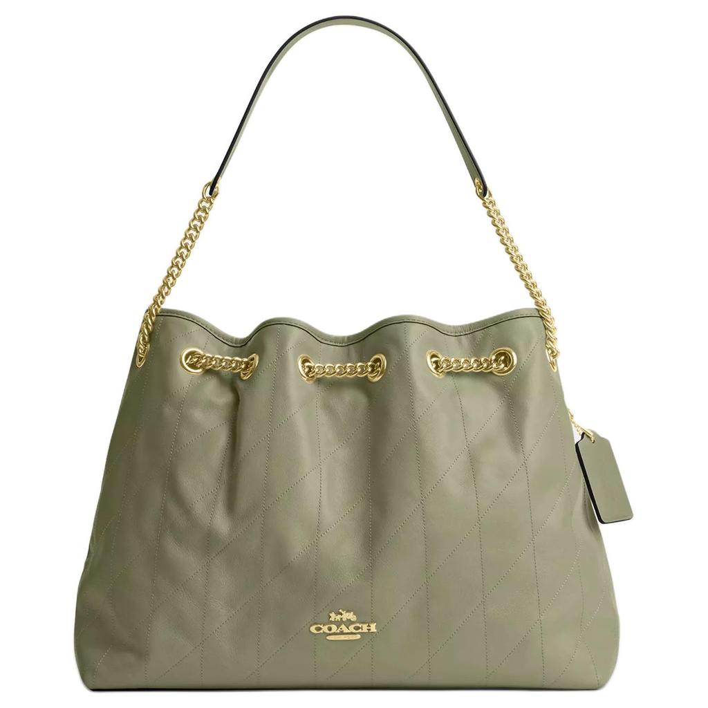 Coach Evelyn 34 Quilted Detail Leather Tote Shoulder Bag Large Women Bags Gray-Green CDR00-IMPST