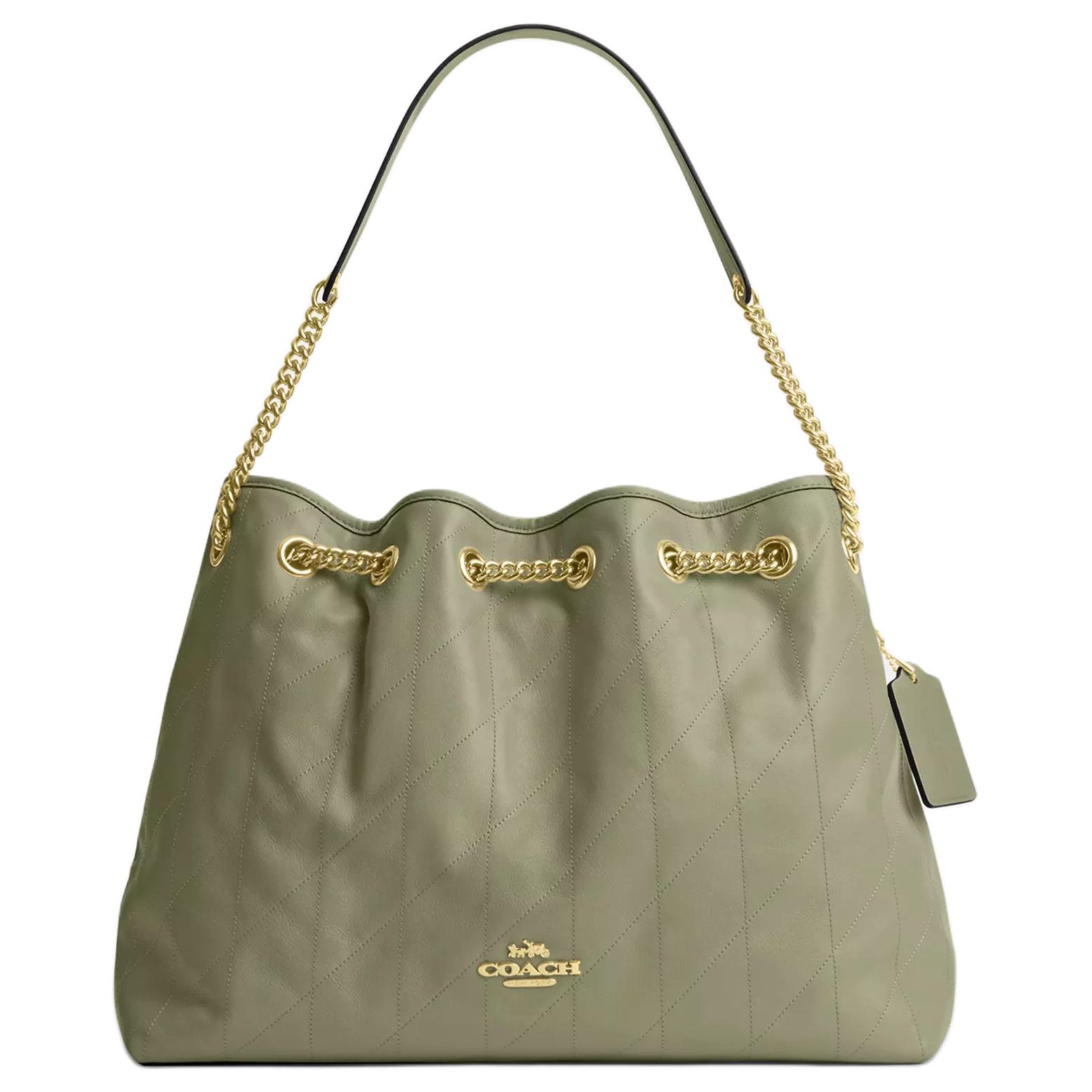 

Coach Evelyn 34 Quilted Detail Leather Tote Shoulder Bag Large Women bags Gray-Green CDR00-IMPST Basic Set (Bag+Dust Bag)