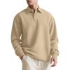 Men's Textured Jacquard Solid-Colour Button-Down Polo Shirt with Collar New Style Long-Sleeved Oversized Sweatshirt