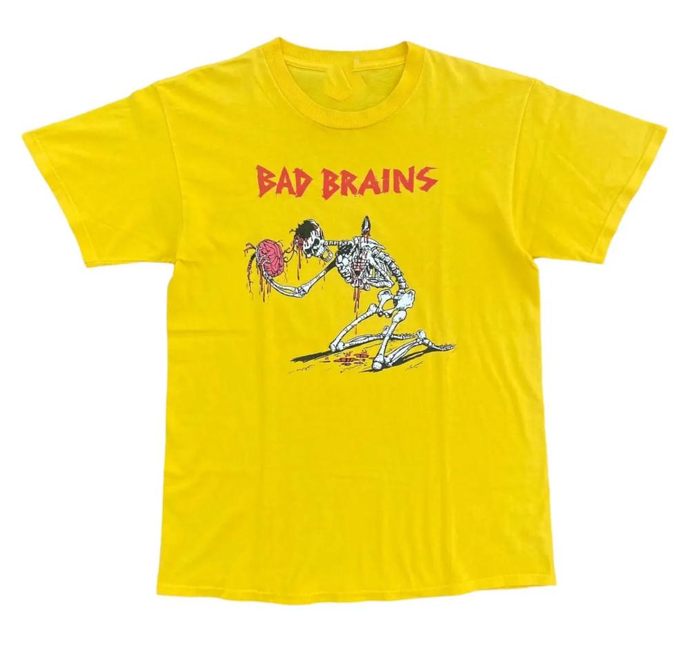 Vtg Bad Brains Band Skeleton Heavy Cotton Yellow All Size Shirt BL539 Unisex T-Shirt M