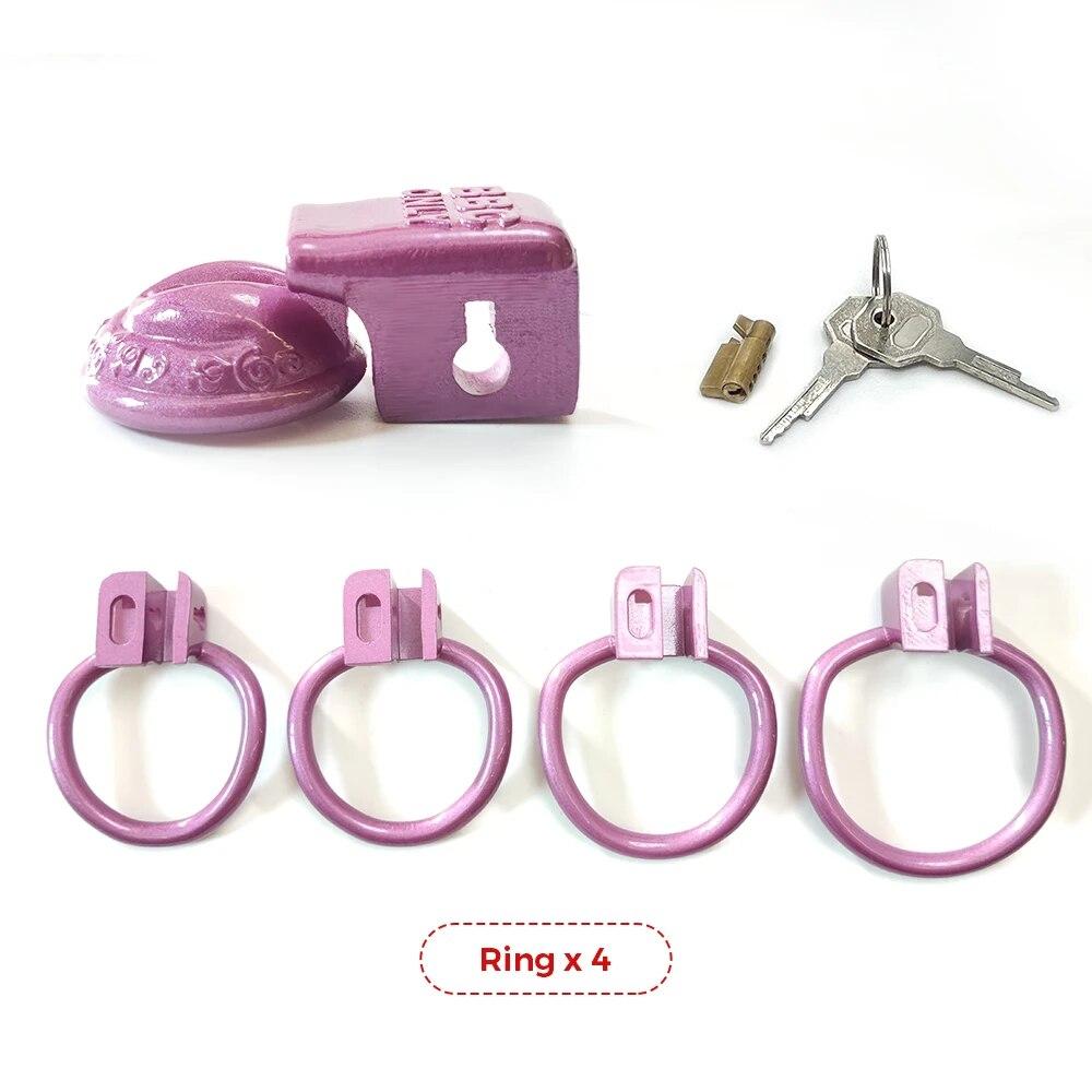 BBC Only CD TS Super Small Pussy Vaginal Chastity Cage Devices 4Rings Ladyboy Male Cock Cage Penis Ring Lock BDSM Men'S Sex Toys