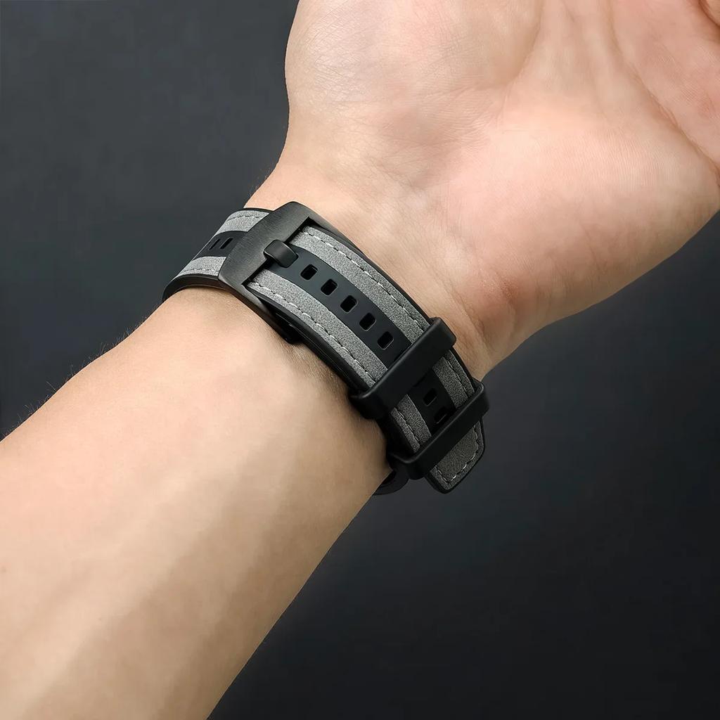 Nowy Skórzano-Silikonowy Pasek do Huawei Watch GT5 5Pro GT4 46mm Zamienny Bransoleta do Samsung Galaxy Watch 3 45mm Gear S3 46mm