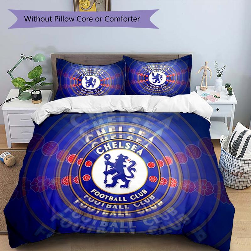 3pcs Duvet Cover Set (1*Duvet Cover + 2*Pillowcase, Without Core),football club F.C Print Bedding Set, Bedroom Decor, All‑Season, Birthday Gift