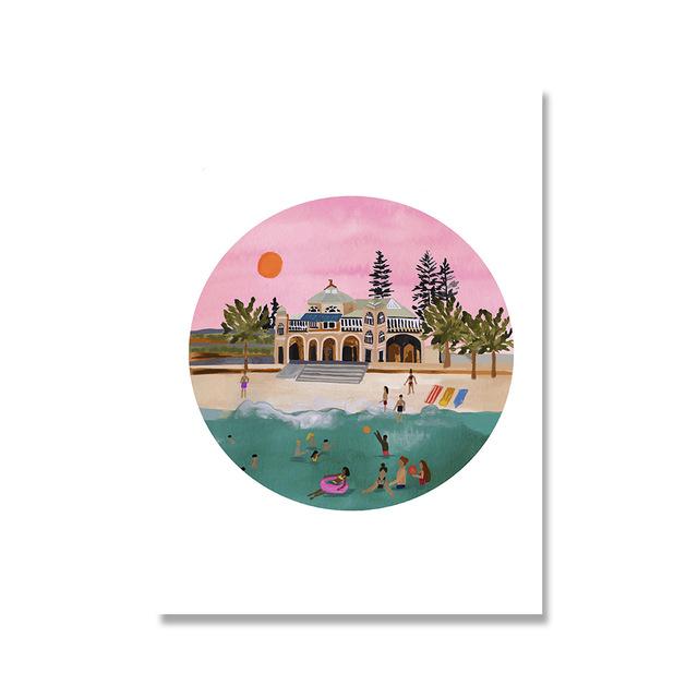 Watercolor Morocco Door Vintage Poster Corridor Architecture Art Pictures Printed Canvas Painting Picture Living Room Home Decor