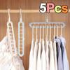 5pcs Heavy-Duty Foldable Plastic Hangers with 9 Holes - Anti-Slip, Space-Saving Closet Organizer for Wardrobe,Multi-Purpose Clothes Hangers