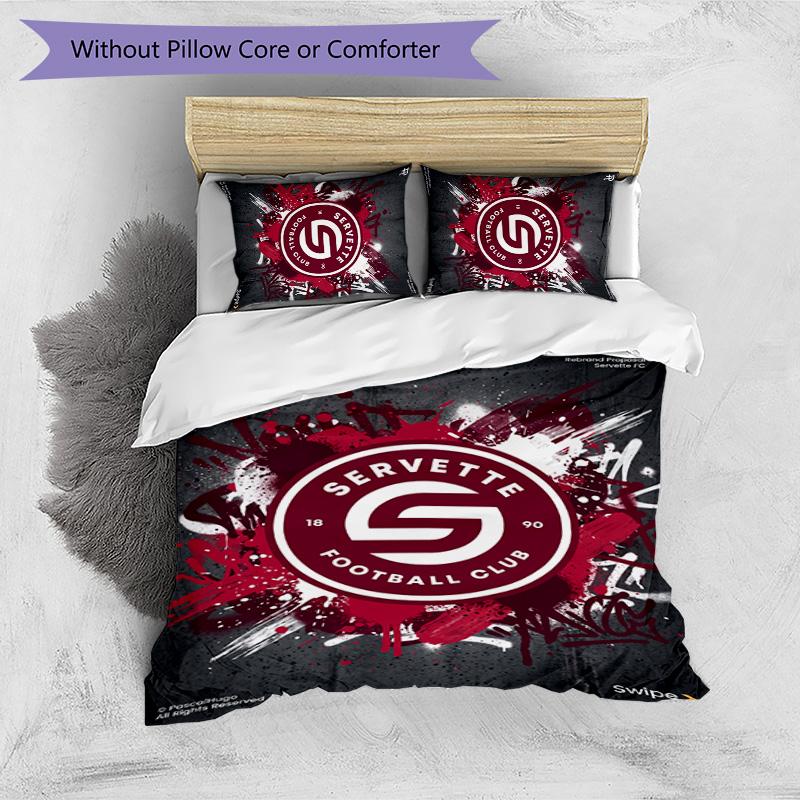 Set Biancheria da Letto 3 Pezzi Stampato Servette FC Traspirante Copripiumino con Federe Biancheria da Letto Decorativa per Camera da Letto Casa
