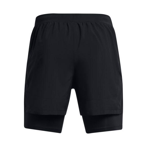Under Armour Mid-Waist Drawstring Fitted 2-In-1 Sports Shorts Men Bottoms Black 1382640-001