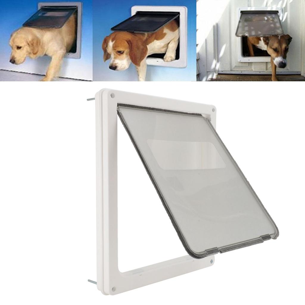Pet Flap Door Noiseless 2 Way Weather Resistant Interior Exterior Cat Dog Door for Pet Crate Enclosure