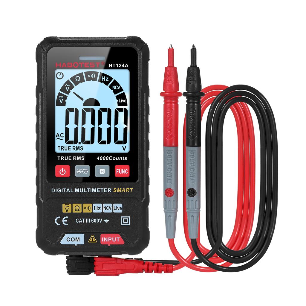 HABOTEST HT124B Smart Digital Multimeter 4000 Counts True   Auto Ranging Voltage Meter with Backlight LCD Screen 600V AC   Voltmeter Electric Test 