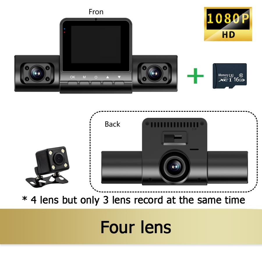 Three Channel Four Lens Driving Recorder with High-definition 1080P Infrared Night Vision for Car Parking Monitoring