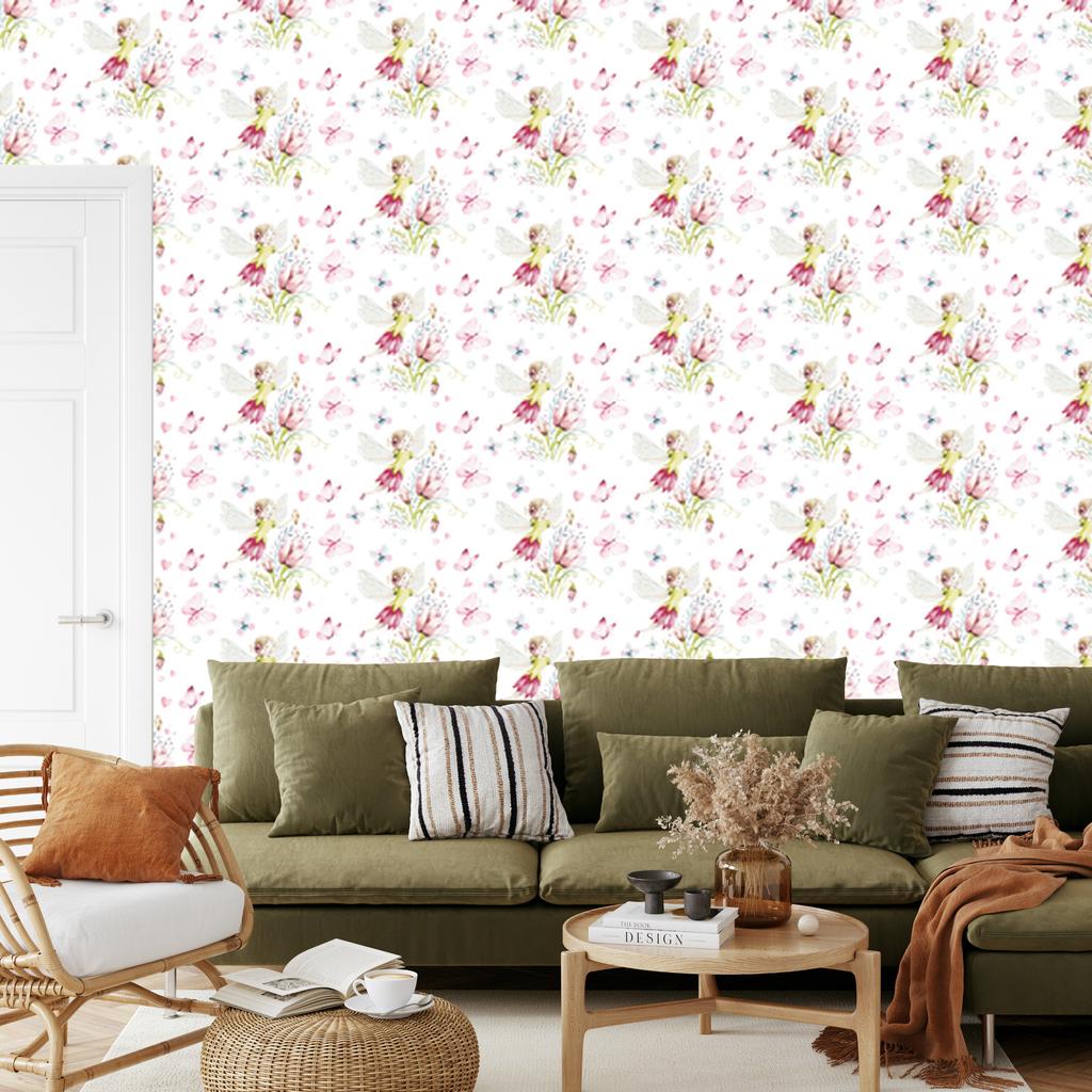 Fairies Among Flowers Wallpaper for Living Room and Bedroom 50x1000