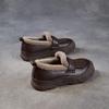 Johnature Genuine Leather Flat Slip-on Cotton Shoes Casual Soft Sole With Plush Warm Women's Loafers