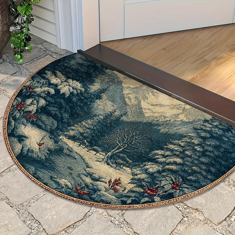 Luxusní smaragdově zelená půlkruhová rohožka Vintage barokní zlatý koberec Elegantní protiskluzová uvítací rohožka pro koupelnu kuchyňskou dekoraci