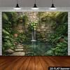 2D Tropical Courtyard Waterfall Backdrop for Nature, Outdoor & Greenery Photography