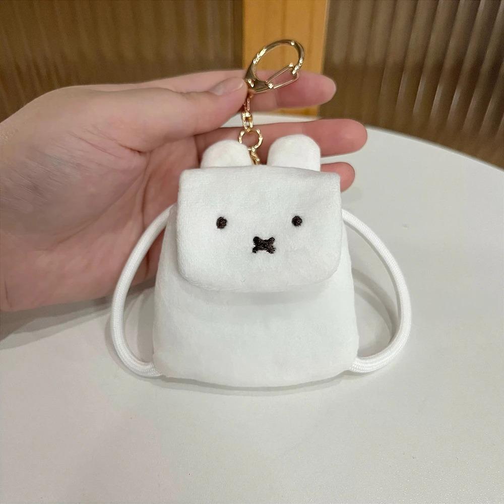 Kawaii Miffy Cute Pendant Cartoon Rabbit Boris Plush Mini Backpack Modeling Headset Storage Bag Key Chain Decoration Girl Gift
