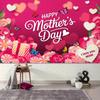 2D Romantic Mother's Day Backdrop Pink Heart and Flower Butterfly Decoration for Photo Booth